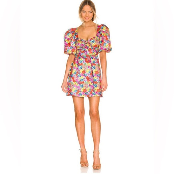 FREE PEOPLE x For Love and Lemons Merrill Puff Sleeve Mini Dress Small - Picture 1 of 5